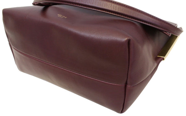CELINE Smooth Calfskin Burgundy Flap Clasp Shoulder Bag 