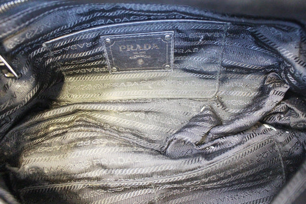 Prada Nappa Shoulder Black Leather Gaufre Flap Bag - Interior 