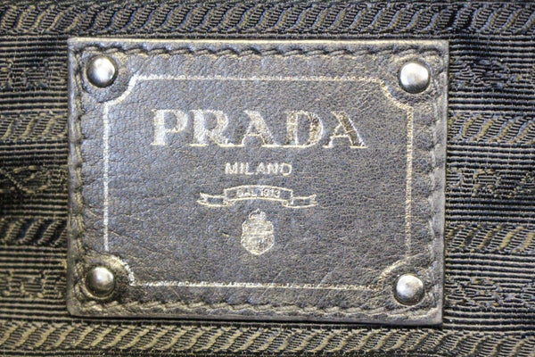 Prada Nappa Shoulder Black Leather Gaufre Flap Bag - Logo