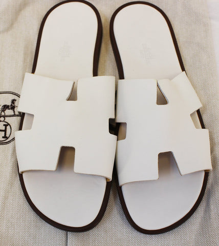 HERMES Izmir White Men's Sandals Size 44