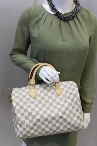 LOUIS VUITTON Speedy 30 Damier Azur Satchel Handbag