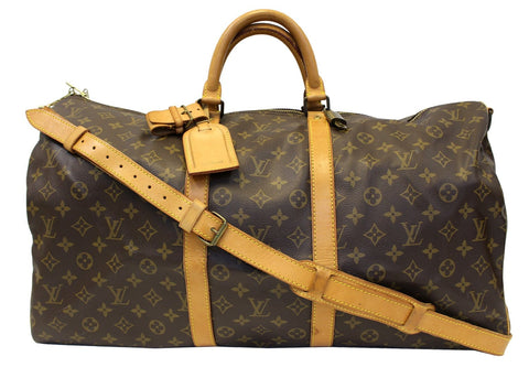 LOUIS VUITTON Monogram Keepall Bandouliere 55 Boston Bag