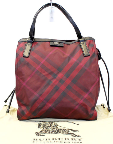 Burberry Buckleigh Packable Burgundy Nylon/Leather Tote  Shoulder Bag