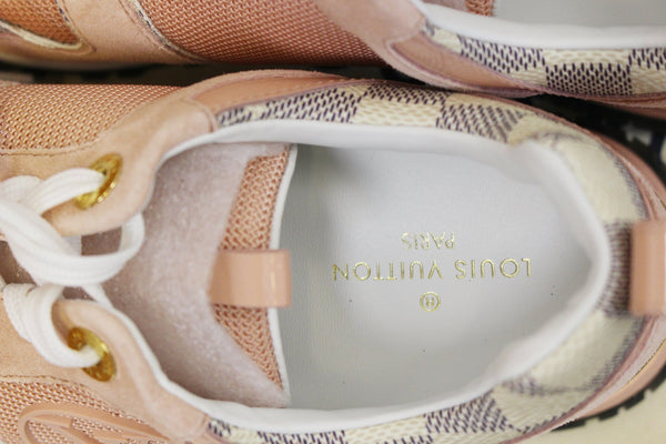 LOUIS VUITTON Run Away Sneakers Damier Azur Suede Size 36/1.2 Pink