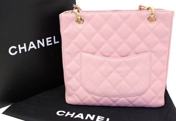 CHANEL PST Petit Shopping Caviar Leather Tote Bag Pink