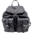 PRADA Milano Double Pocket Leather Backpack Bag Black
