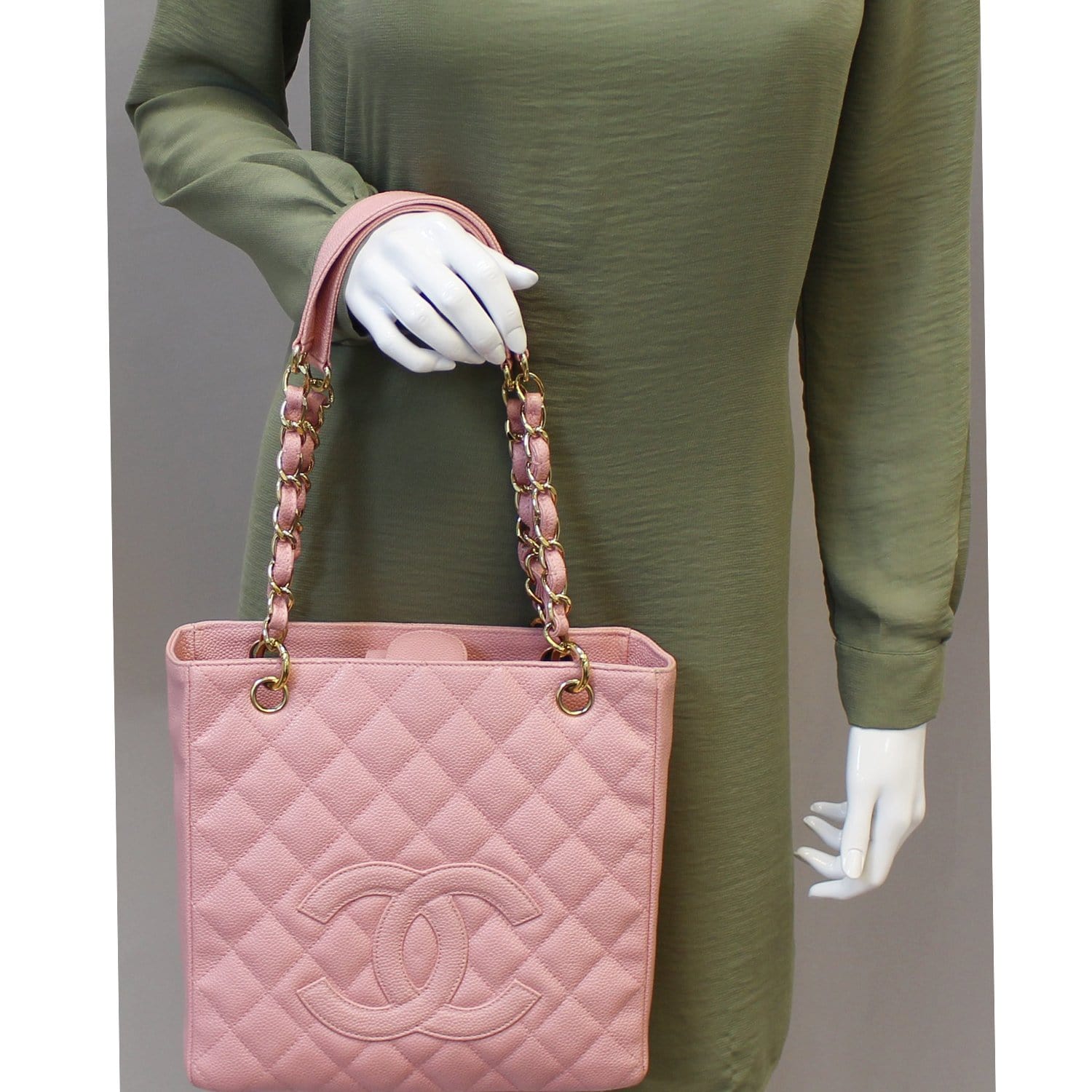 CHANEL Caviar Petit Shopping Tote PST Pink 74445