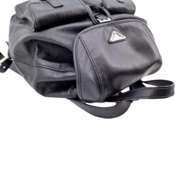 PRADA Milano Double Pocket Leather Backpack Bag Black