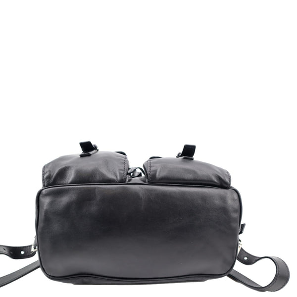 PRADA Milano Double Pocket Leather Backpack Bag Black