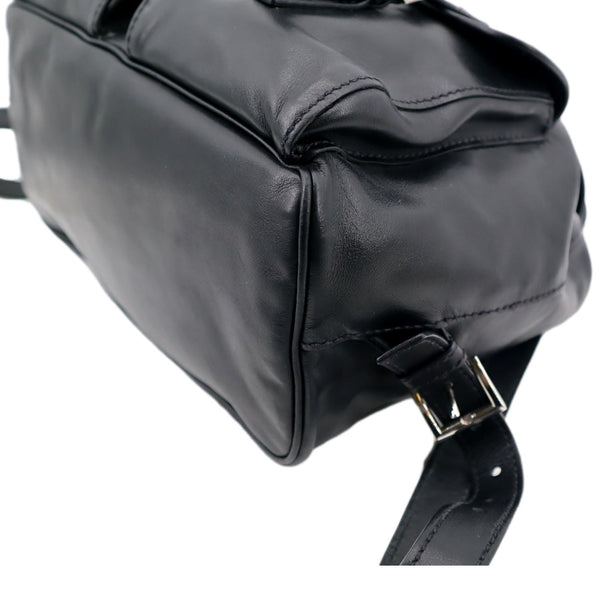 PRADA Milano Double Pocket Leather Backpack Bag Black