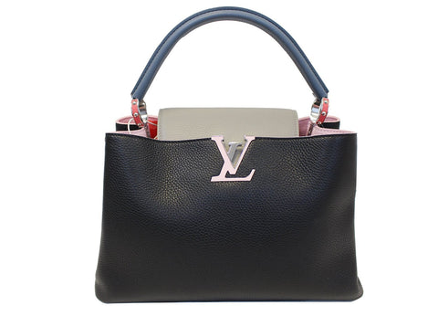 LOUIS VUITTON Black Taurillon Leather Capucines MM Bag