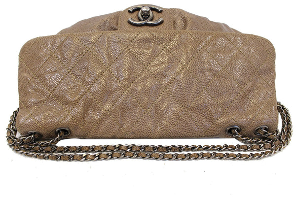 CHANEL CC Flap Medium Dark Brown Caviar Leather Shoulder Bag