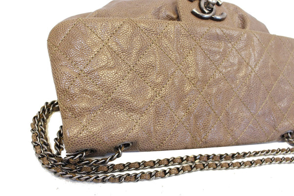 CHANEL CC Flap Medium Dark Brown Caviar Leather Shoulder Bag