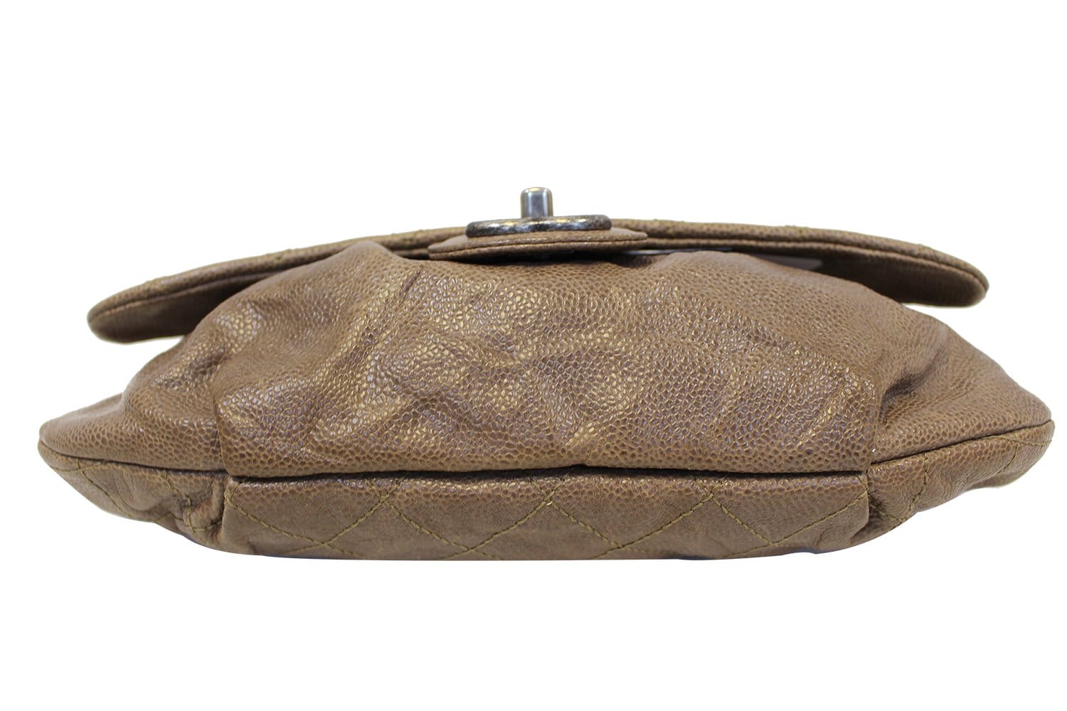 CHANEL CC Flap Medium Dark Brown Silver Tone Shoulder Bag E4142