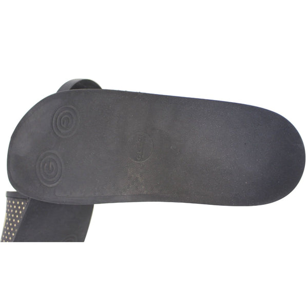 Gucci Black Supreme Canvas Slide Sandal - Last Call | bototm sole