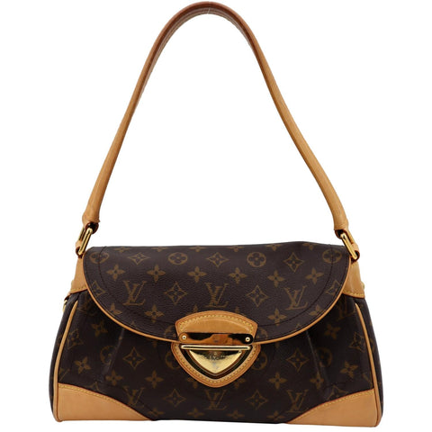 LOUIS VUITTON Beverly MM Monogram Canvas Satchel Bag Brown