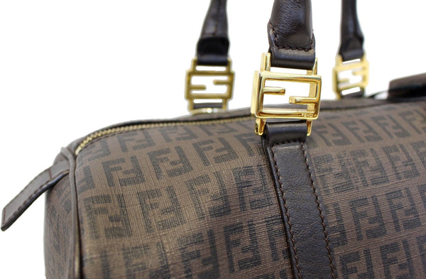 FENDI Zucchino Spalmati Canvas Forever Bauletto Boston Bag 