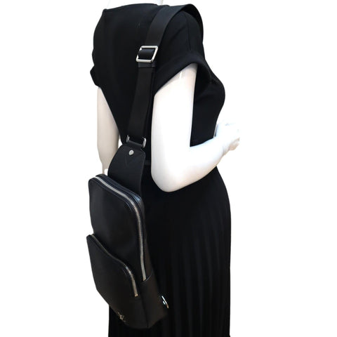 Louis Vuitton Avenue Sling Taiga Leather Backpack Bag Black - Full View