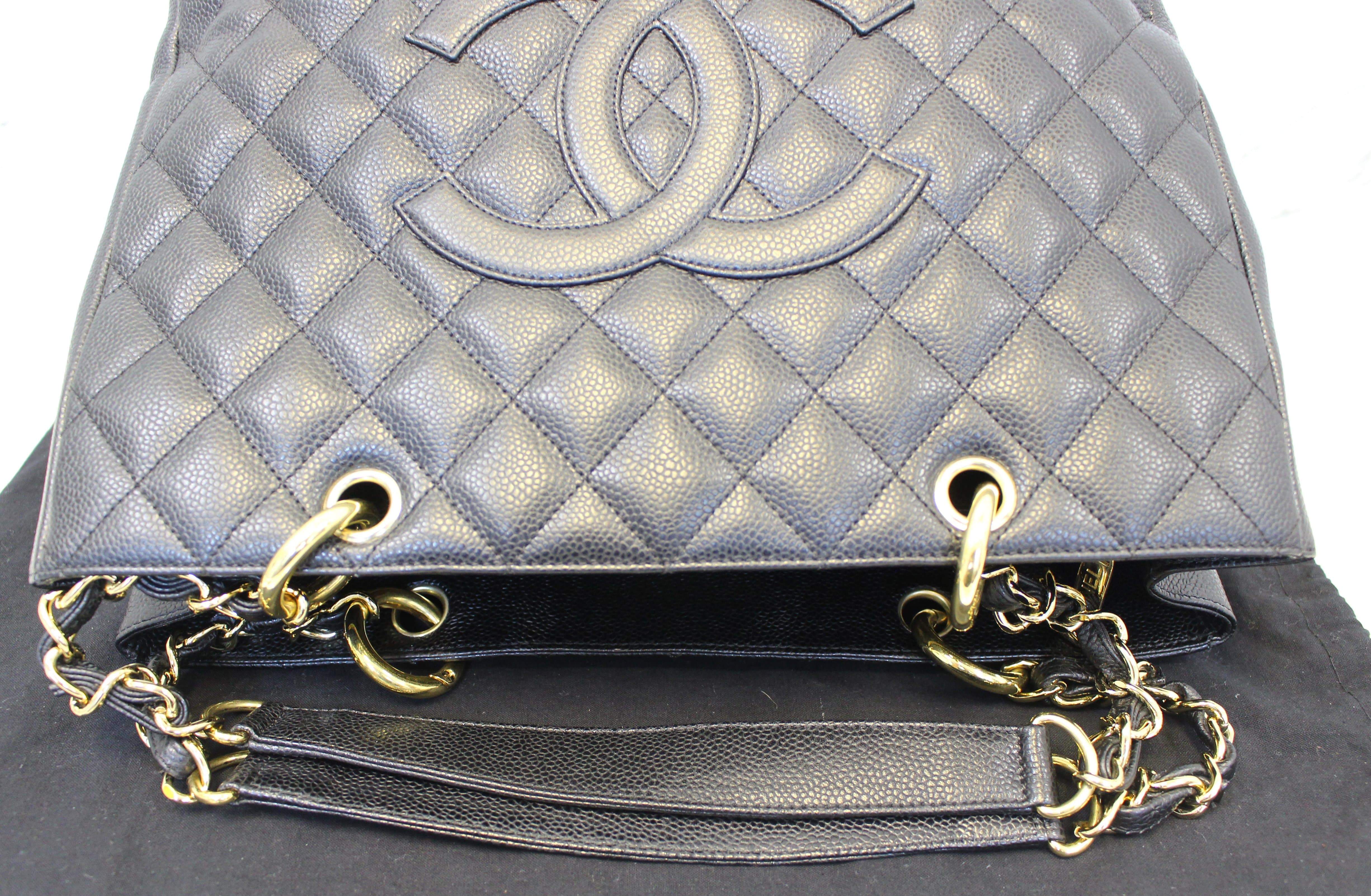 Chanel GST Black Gold Caviar Grand Shopping Tote Bag