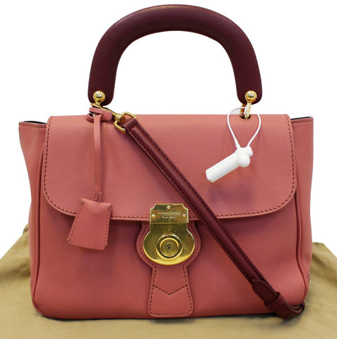 BURBERRY Trench Blossom Pink Leather Saffiano Top Handle Bag