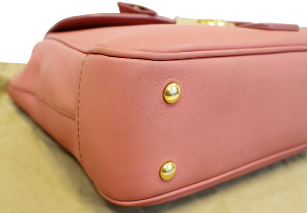 BURBERRY Trench Blossom Pink Leather Saffiano Top Handle Bag