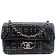 CHANEL Airlines Grommet Studded Leather Shoulder Bag Black