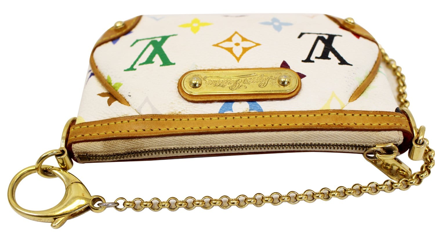 RARE Louis Vuitton FRANCE Whte Multicolor Milla MM Clutch Mini Pochette Bag