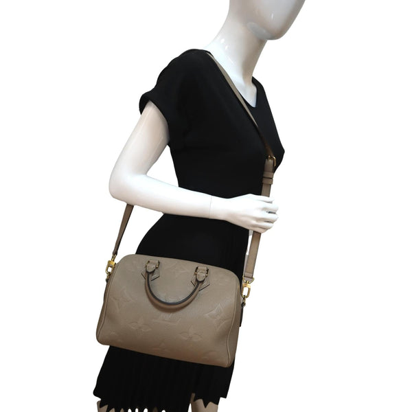 LOUIS VUITTON Speedy 25 Bandouliere Monogram Empreinte Shoulder Bag Tourterelle