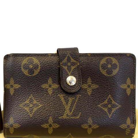 LOUIS VUITTON French Kisslock Monogram Canvas Wallet Brown