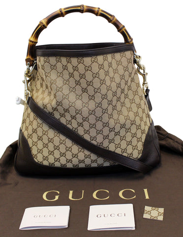GUCCI GG Canavas Diana Bamboo Shoulder Bag 282315