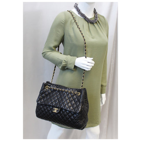 CHANEL Large Shopping Flap Shoulder Bag Black-US