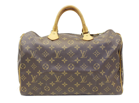 LOUIS VUITTON Monogram Canvas Speedy 35 Satchel Brown Bag