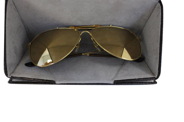 GUCCI Bamboo Aviator 24K Gold Mirror Lenses Unisex Sunglasses