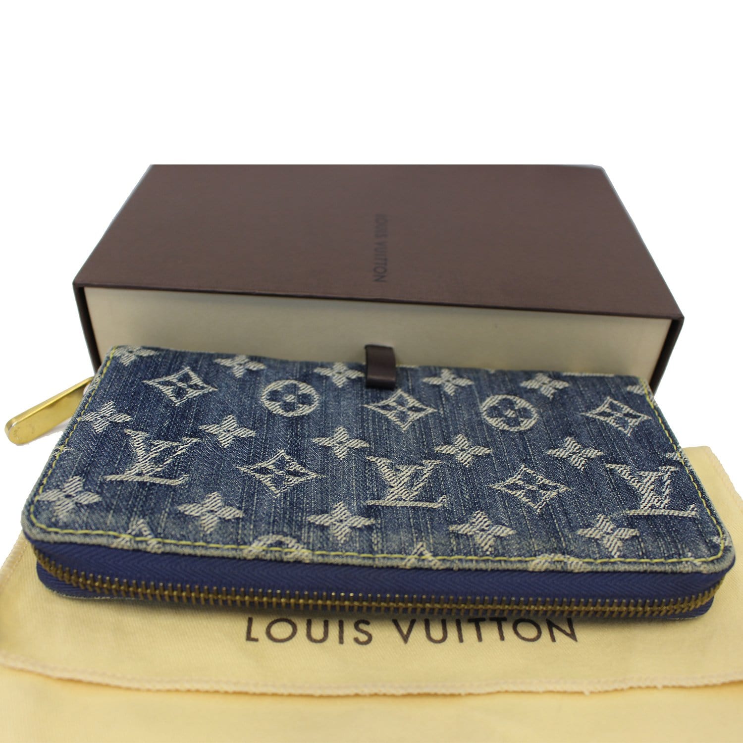 Louis Vuitton Blue Denim Monogram Denim Zippy Wallet - Yoogi's Closet