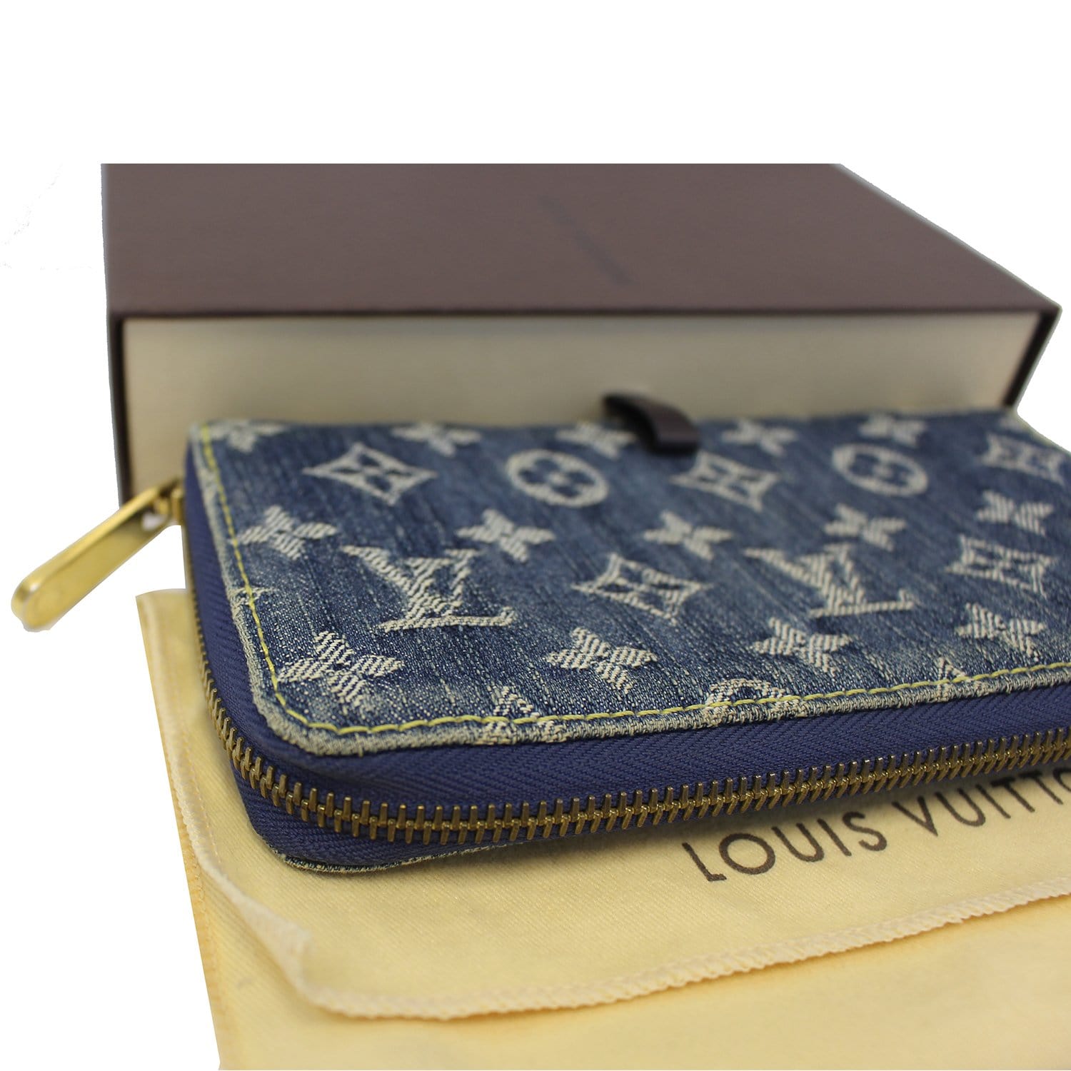 Louis Vuitton Pink Rose Monogram Denim Zippy Wallet Long Zip Around 31lv217s
