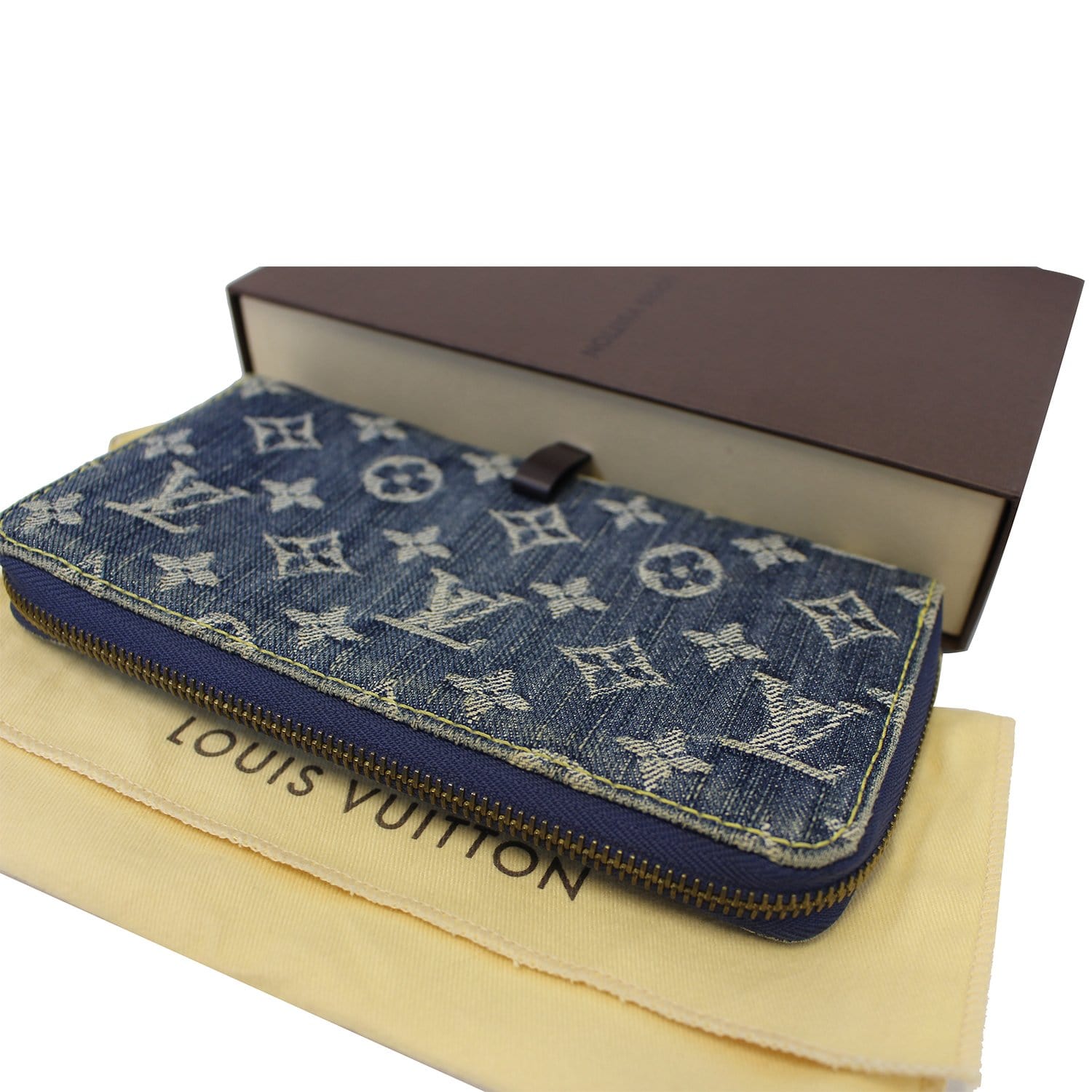 LOUIS VUITTON Monogram Denim Mini Zippy Wallet Wallet Blue M95342