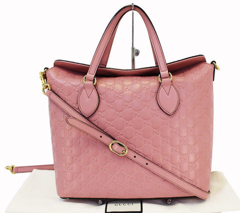 GUCCI Pink Signature Guccissima Leather Top Handle Bag 428226