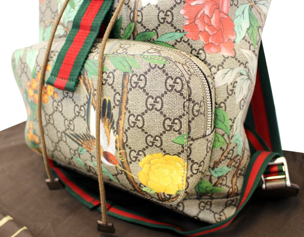 GUCCI Beige/Green GG Coated Canvas GG Blooms Backpack