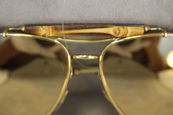 GUCCI Bamboo Aviator 24K Gold Mirror Lenses Unisex Sunglasses