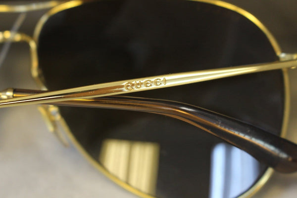 GUCCI Bamboo Aviator 24K Gold Mirror Lenses Unisex Sunglasses