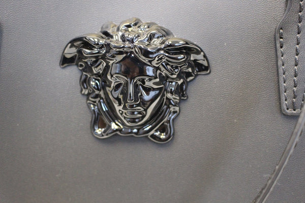 Versace Black Leather Medusa Tote Shoulder Bag