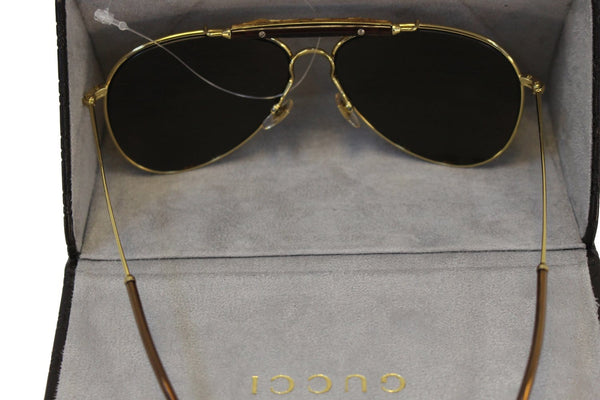 GUCCI Bamboo Aviator 24K Gold Mirror Lenses Unisex Sunglasses