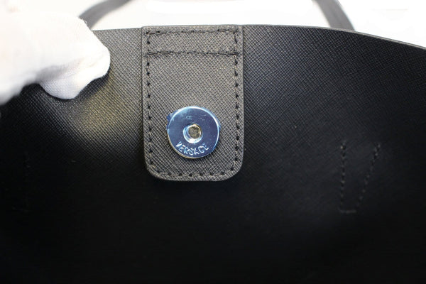 Versace Black Leather Medusa Tote Shoulder Bag