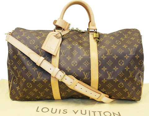 LOUIS VUITTON Monogram Canvas Keepall 50 Bandouliere Travel Bag
