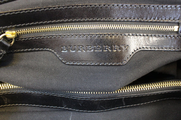 BURBERRY Nova Check Black Canvas Bridle Hobo Bag - golden zip 