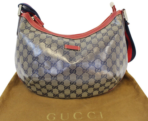 GUCCI 181092 GG Canvas Red Navy Blue Messenger Bag
