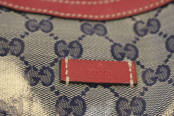 Gucci GG Canvas Messenger Bag Red Navy Blue leather