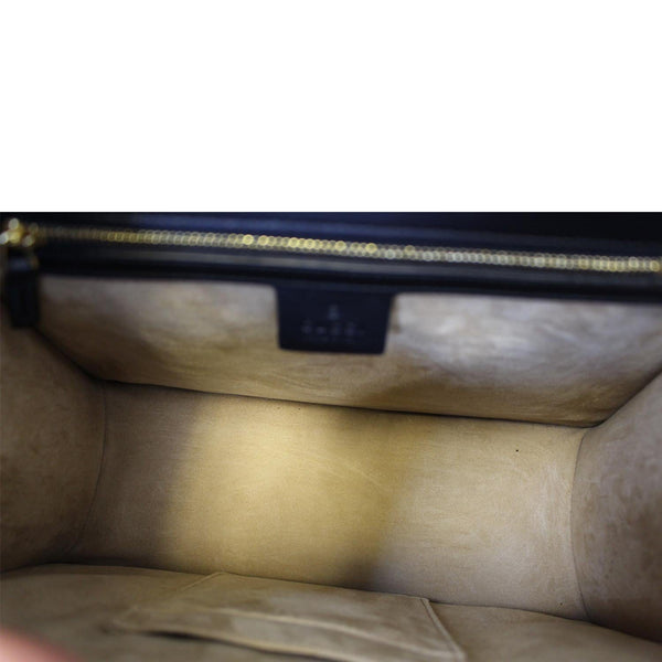 GUCCI Sylvie Animal Studs Calfskin Medium Top Handle Bag Black-US