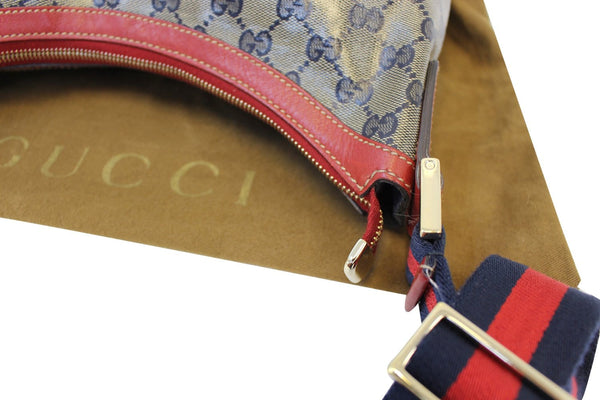 Gucci GG Canvas Messenger Bag Red Navy Blue - strap