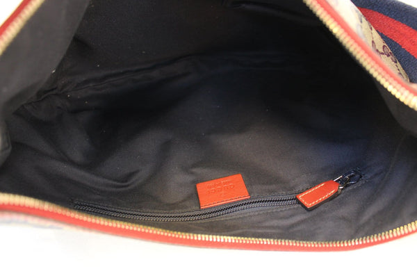 Gucci GG Canvas Messenger Bag Red Navy Blue -inside view
